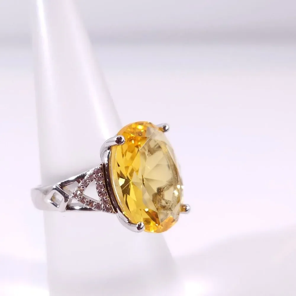 Simulated Yellow CZ Ring Size 6